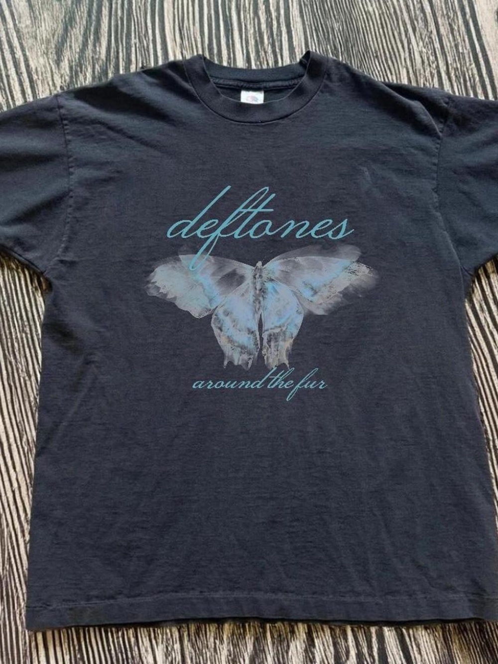 Gildan Black Deftones 'Around the Fur' Butterfly Graphic Tee